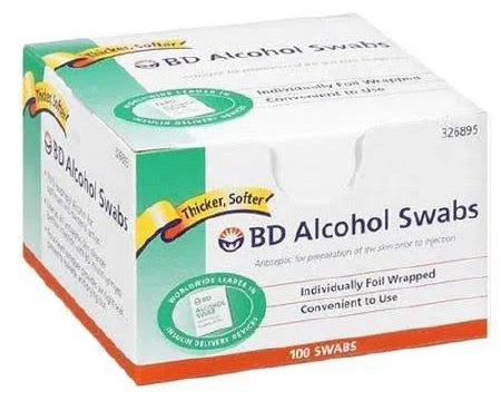 BD Alcohol Swabs, 100 Swabs/Box