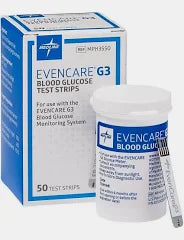 EvenCare G3 Blood Glucose Test Strips 50/Bottle, 12/Box