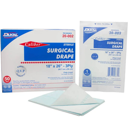 Surgical Drape, 18" x 26", 3-Ply, Sterile, 50/Box