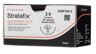4-0 Stratafix Spiral Monocryl Plus Knotless Tissue Control Device, 12" PS Reverse Cutting, Expired/Discounted, 12/Box