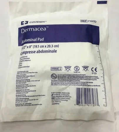 Dermacea Abdominal Pad, 7 1/2"x 8", Sterile, 216/Case