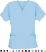 Top Scrub V-Neck 2-Pocket Ceil Blue Women X-Large, 60/Case