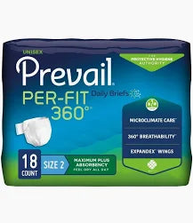 PeriFit 360deg. Daily Briefs, Size 2 45"-62, 18/Pack