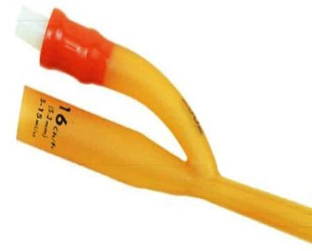 Silicone Coated Latex Foley Catheter 2 Way, 16 Fr x 5 cc Sterile, 10/Box