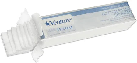 Venture Cotton Filled Sponge Gauze & Cotton Filler, 2" x 2", 200/Sleeve, 25 Sleeves/Case