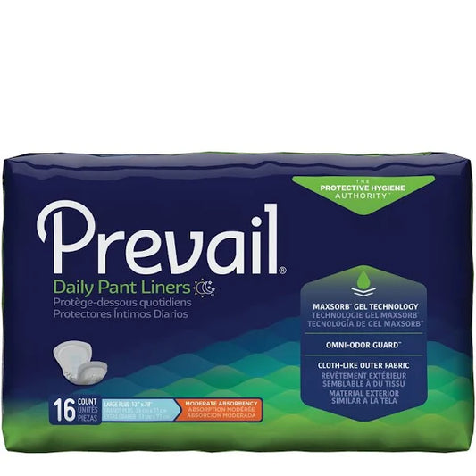Incontinence, Prevail Daily Pant Liner, Extended Use, 13" x 28", 16/Pack