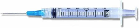 Plastipak 3mL Syringe, Luer-Lok Tip w/PrecisionGlide Needle, 23G x 1" (0.6mm x 25mm), Sterile, 100/Box