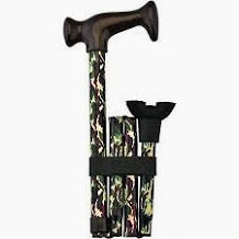 Folding Travel Cane w/Derby Handle, Adjustable, w/Plastic Carrying Case, Camouflage, 1/Ea