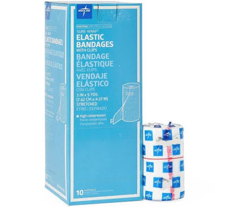 Sure-wrap Elastic Bandages w/ Clips 6IN X 5YDS, 10/Box