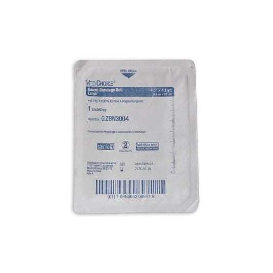 Gauze Bandage Roll Large 4.5" x 4.1yd 6-Ply, Sterile, 60 Trays/Case