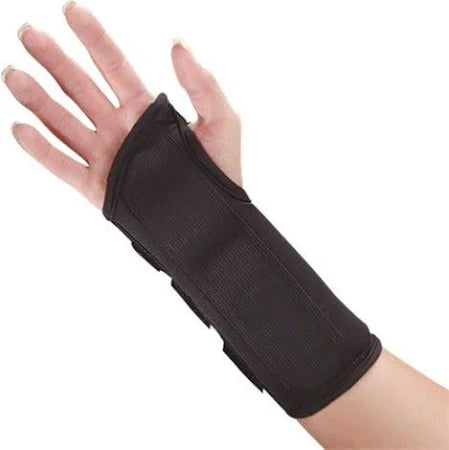 DeRoyal Black Wrist Splint, 8" Medium/Left, 1/Ea