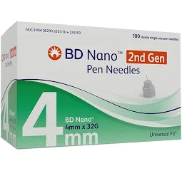 Nano 2nd Gen Pen Needles 32G x 4mm Sterile, 100/Box