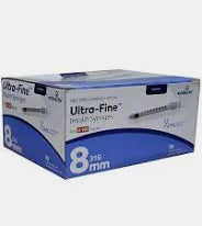 Insulin Syringes w/BD Ultra-Fine Needle 1/2mL x 5/16" x 31Ga Sterile, 100/Box