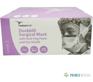 Surgical Mask, Duckbill Blue w/Anti-Fog Foam and Eye Shield, Level 3, 25/Box 4 Boxes/Case