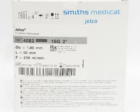 Jelco IV Catheter Radiopaque, 16G x 2", 50/Box