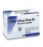 Ultra-Fine III  Short Pen Needles, 31G  x 5/16", Sterile, 100/Box