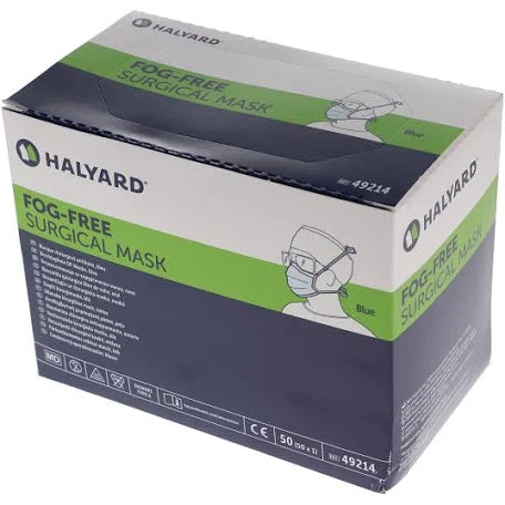 Fog Free Surgical Mask Blue Tie Closure Non Sterile, 50/Box