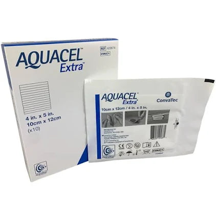 Aquacel Extra Hydrofiber Dressing 4"x5", 10/Box