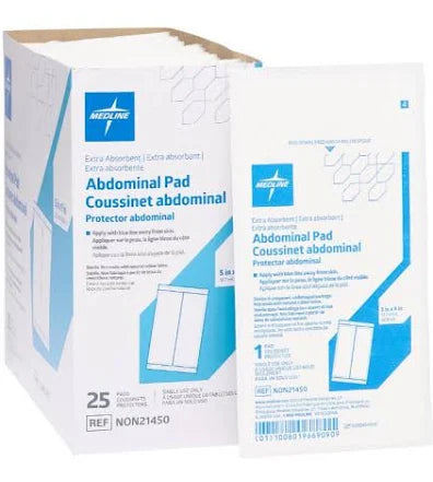 Abdominal Pad Extra Absorbent 5" x 9", Sterile, 25/Pack