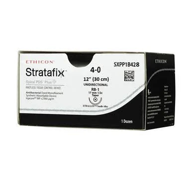 Stratafix Suture Spiral PDS Plus Knotless Tissue 4-0, 12" Taper RB-1, 12/Box