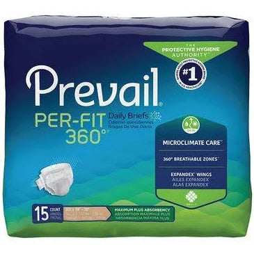 Incontinence, Per-Fit 360 Disposable Daily Briefs, Adult Size 3 58-73", 15/Bag