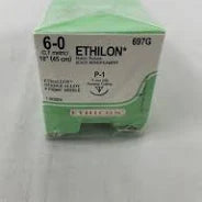 Ethilon Suture 6-0, 18" Nylon Black Monofilament, Rev. Cutting P-1, 12/Box,  Expired/Discounted 90%
