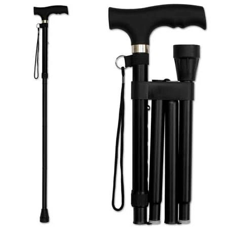 Folding Travel Cane w/Plastic Carrying Case, Black, New, 1/Ea