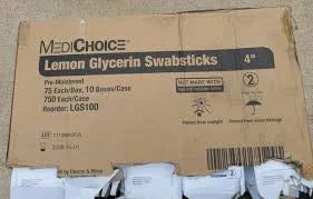 Lemon Glycerin Swabsticks 4" Pre-Moistened, 750/Case