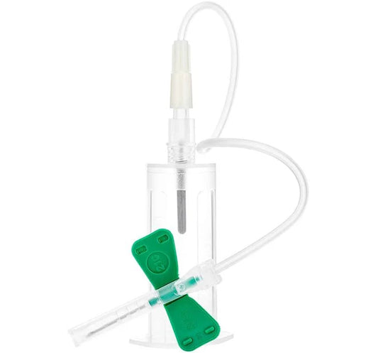 Safety Blood Collection Needle w/Pre-Attached Holder, 25G x 3/4" x 12", Sterile, 20/Box