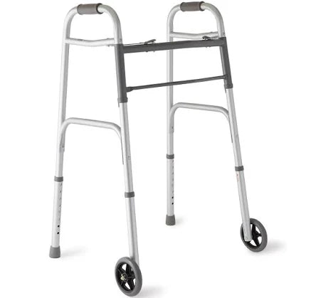 Walker Two Button Folding w/5" Wheels, Capacity 300 Lbs.