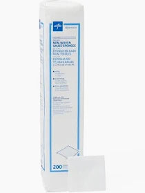 Deluxe Nonwoven Gauze Sponge, 4-Ply 2" x 2", Non-Sterile ,200/Sleeve