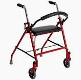 Competitive Edge Rollator w/5" Wheels & Push Down Brakes, Red, New, 1/Box