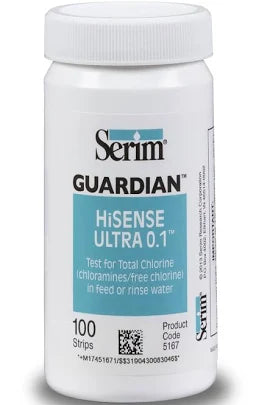 HiSense Ultra 0.1 Chlorine Test Strips 100/Bottle 5/Box