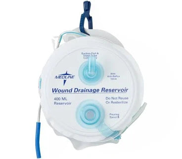 PVC Round Drain w/Trocar and 3-Spring Reservoir Kit, 10Fr 400mL, Sterile, 24/Box