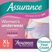 Assurance Disposable Underwear, Women's XL, 36/Pack