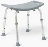 Bath Chair w/o Back, Aluminum, Adjustable, New, 1/ea