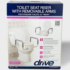 Toilet Seat Riser 3.5" w/Removable Arms, for Standard Toilets, 1/Box