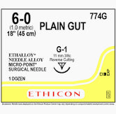 6-0 Plain Gut Suture, 18" G-1 Reverse Cutting, Expired/Discounted, 12/Box