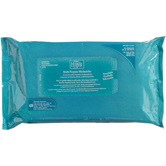 Hygea Multi-Purpose Washcloths, Disposable, Alcohol Free, 8" x 12", 576/Case