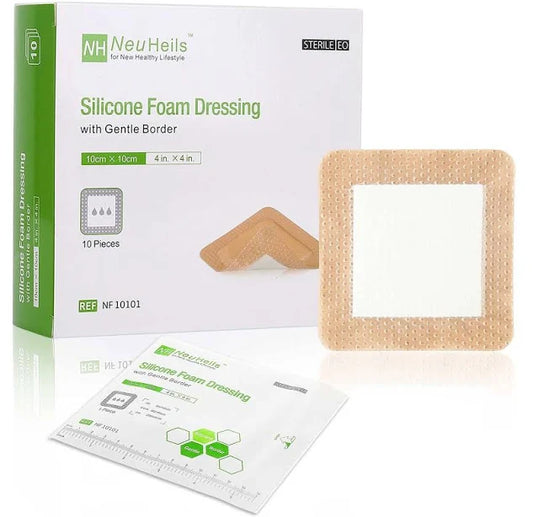 Silicone Foam Dressing w/Gentle Border, 4" x 4", Sterile, 20/Box