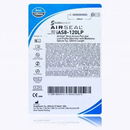 AirSeal 8mm Access Port and Low Profile Obturator w/Bladeless Optical Tip, 120mm Length, Sterile, 6/Box