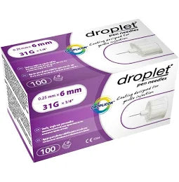 Droplet Pen Needle 31G x 6mm, 100/Box