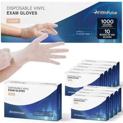 Clear Vinyl Exam Gloves Latex Powder-Free Medium, 100/Box