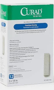 Curad Non- Adherent Petrolatum Dressing, 3" x 18", Sterile, 12/Box