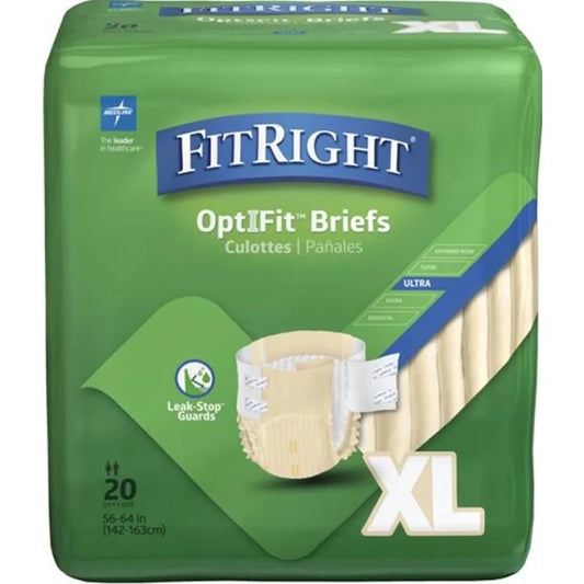 Incontinence, FitRight Optifit Disposable Briefs, Ultra, XL, 20/Pack