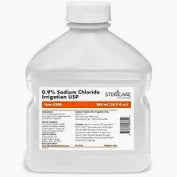 Sodium Chloride 0.9% Irrigation USP 500 mL Bottle, Sterile (Normal Saline) 18/Case