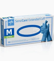 Sensi Care Extended Cuff, Powder Free Exam Gloves, Size Medium 50/Box