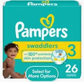 Diapers, Pampers Swaddlers Size 3, 4 packs of 26/Case