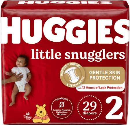 Diapers, Huggies Little Snugglers, Size 2 12-18lbs, 29/Pack