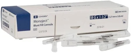 Monoject Blunt Fill Cannula, 18ZG x 1 1/2", Sterile, 100/Box